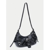 Black Shoulder Bag With Silver Chain Strap