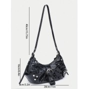 Black Shoulder Bag With Silver Chain Strap