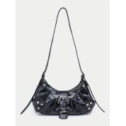 Black Shoulder Bag With Silver Chain Strap