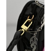 Black Leather Shoulder Bag Silver Hardware