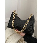 Black Leather Shoulder Bag Chain Strap