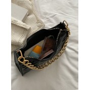 Black Leather Shoulder Bag Chain Strap