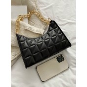 Black Leather Shoulder Bag Chain Strap