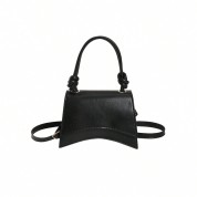 Black Leather Handbag With Shoulder Strap