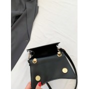 Black Leather Handbag With Shoulder Strap