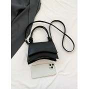 Black Leather Handbag With Shoulder Strap