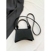 Black Leather Handbag With Shoulder Strap