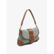 Brown Faux Leather Shoulder Bag