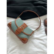 Brown Faux Leather Shoulder Bag