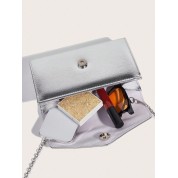 Small Silver Clutch Evening Bag