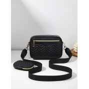 Black Shoulder Bag With Compartments