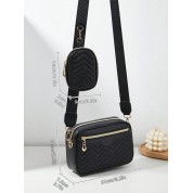 Black Shoulder Bag With Compartments