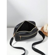 Black Shoulder Bag With Compartments