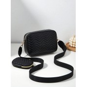 Black Shoulder Bag With Compartments