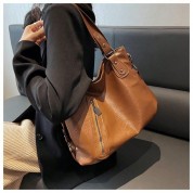 Brown Tote Bag With Zipper