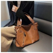 Brown Tote Bag With Zipper