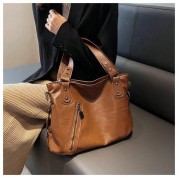 Brown Tote Bag With Zipper