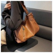 Brown Tote Bag With Zipper