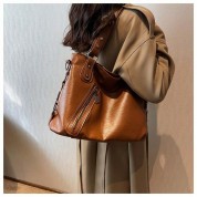 Brown Tote Bag With Zipper