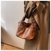 Brown Tote Bag With Zipper