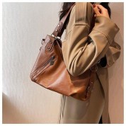 Brown Tote Bag With Zipper