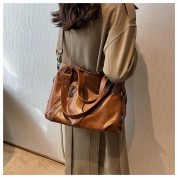 Brown Tote Bag With Zipper