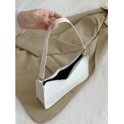 White Leather Top Handle Bag