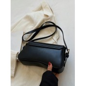 Simple Black Leather Crossbody Bag