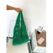 Large Green Leather Tote Bag