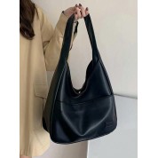 Black Leather Shoulder Bag For School