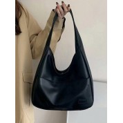 Black Leather Shoulder Bag For School