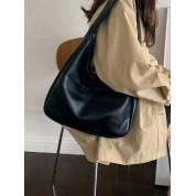 Black Leather Shoulder Bag For School