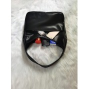 Black Leather Shoulder Bag For School