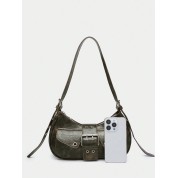 Multi Pocket Faux Leather Crossbody Bag