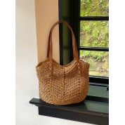 Straw Tote Bags With Leather Handles