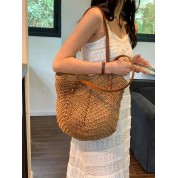 Straw Tote Bags With Leather Handles