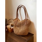 Straw Tote Bags With Leather Handles