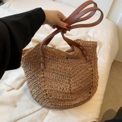 Straw Tote Bags With Leather Handles