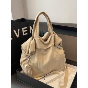 Large Zipper Leather Tote Bag