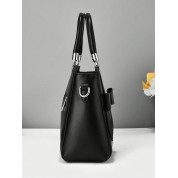 Black Leather Tote Handbag Bag