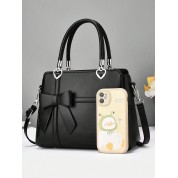 Black Leather Tote Handbag Bag