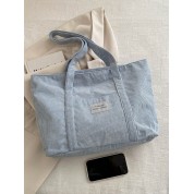 Large Blue Leather Tote Bag