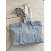 Large Blue Leather Tote Bag