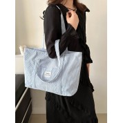 Large Blue Leather Tote Bag