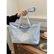 Large Blue Leather Tote Bag