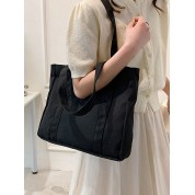 Plain Black Canvas Shoulder Bag