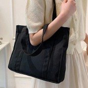 Plain Black Canvas Shoulder Bag