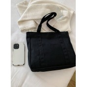 Plain Black Canvas Shoulder Bag