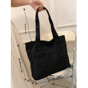 Plain Black Canvas Shoulder Bag