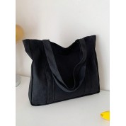 Plain Black Canvas Shoulder Bag